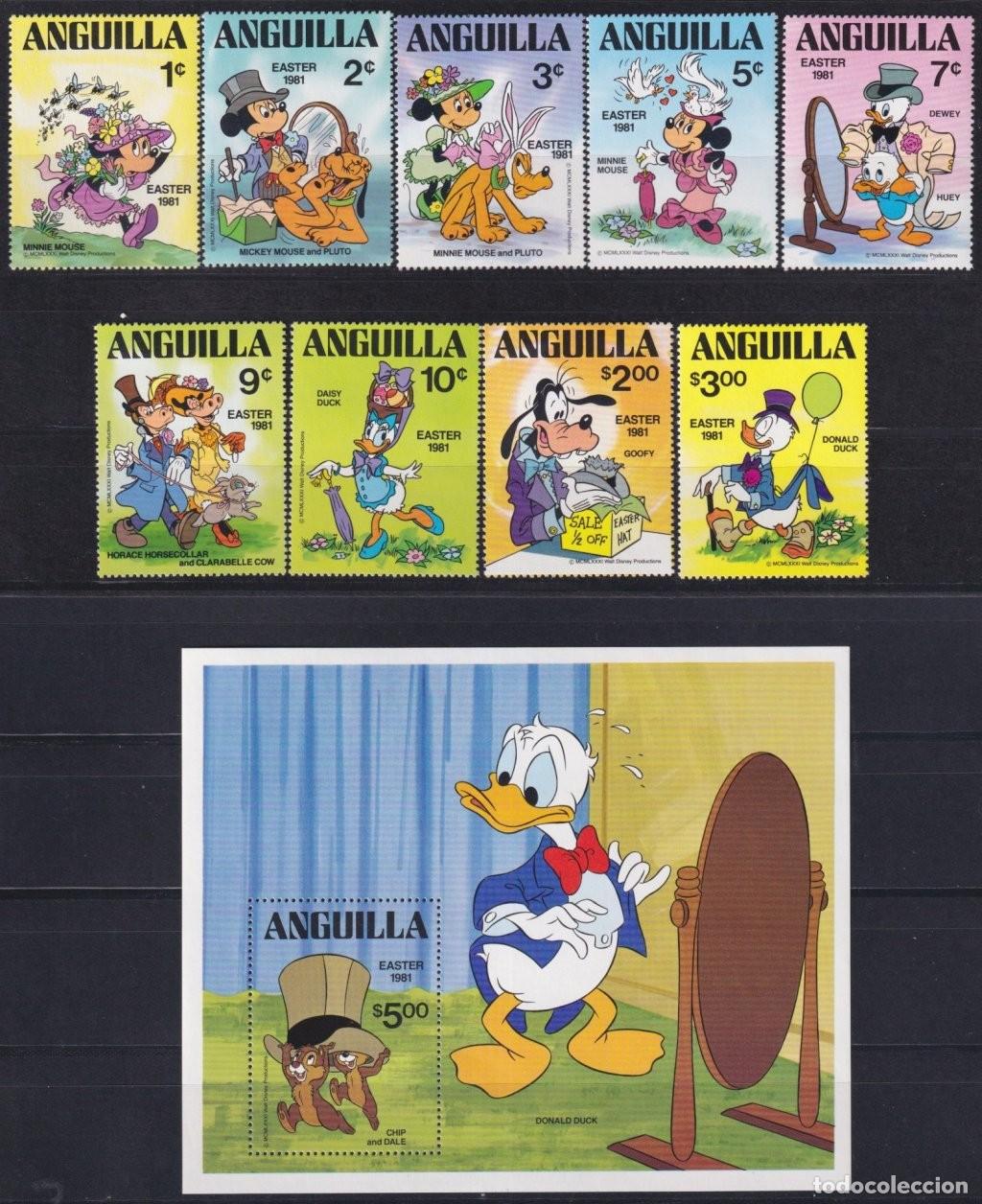 Timbres: F-EX62777 ANGUILLA MNH 1981 EASTER WALT DISNEY MICKEY MOUSE MINNIE DONALD DUCK GOOFY.