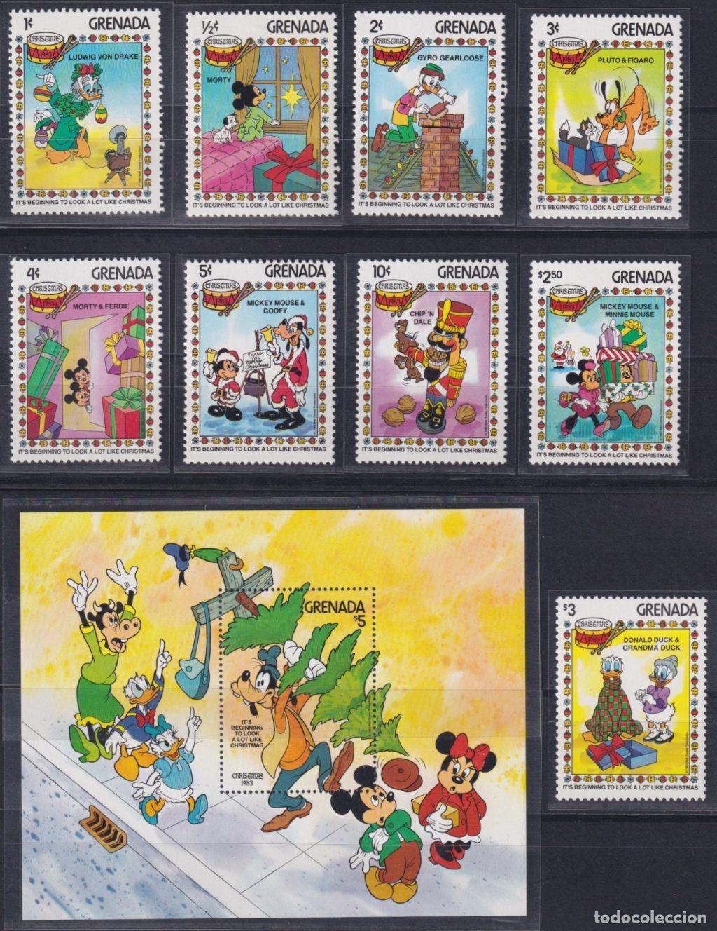 Stamps: F-EX62802 GRENADA MNH 1983 CHRISTMAS WALT DISNEY DONALD DUCK MICKEY MOUSE PLUTO.