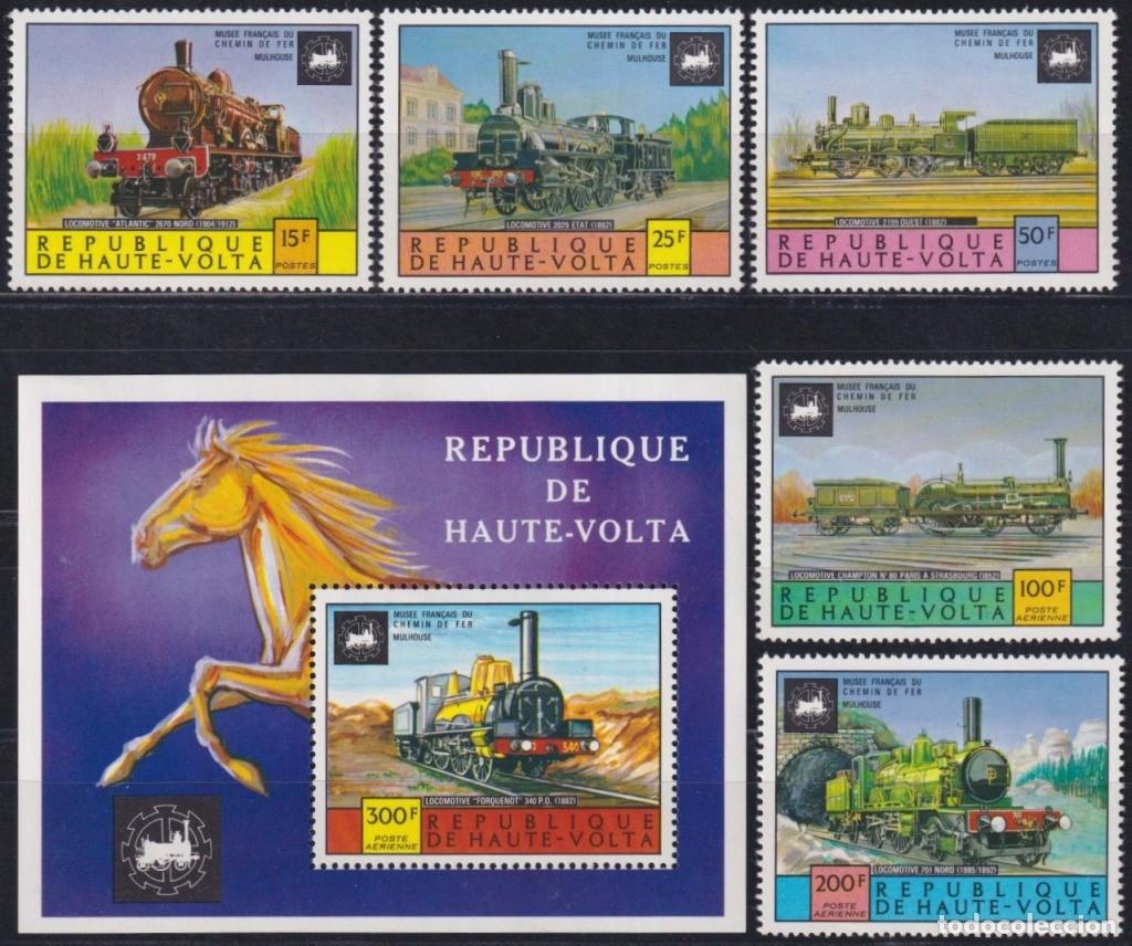 Francobolli: F-EX62845 UPPER VOLTA MNH 1975 RAILROAD RAILWAYS TRAIN FERROCARRIL LOCOMOTIVES.