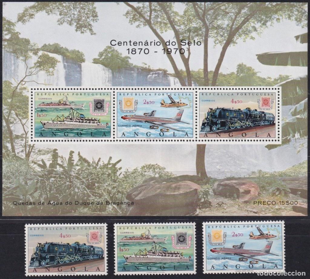 Timbres: F-EX62852 ANGOLA MNH 1970 CENTENARY SHIP AVION RAILROAD RAILWAYS TRAIN FERROCARRIL.