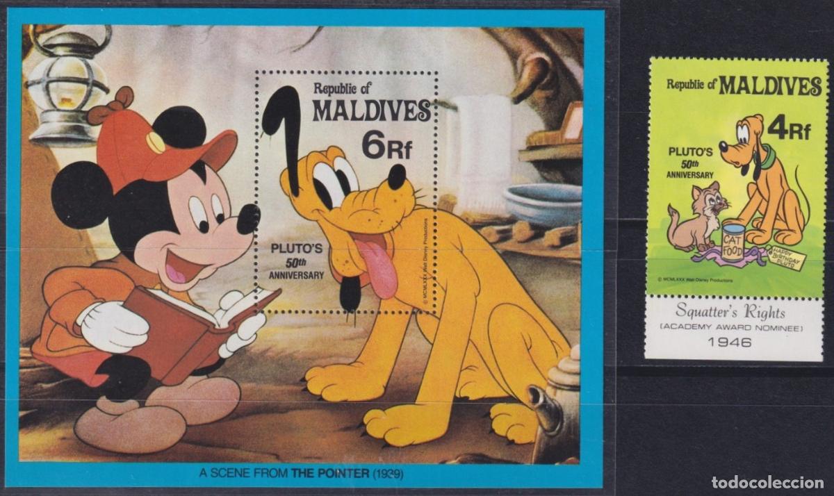 Francobolli: F-EX62823 MALDIVES MNH 1981 WALT DISNEY PLUTO DOG 50th ANNIV.