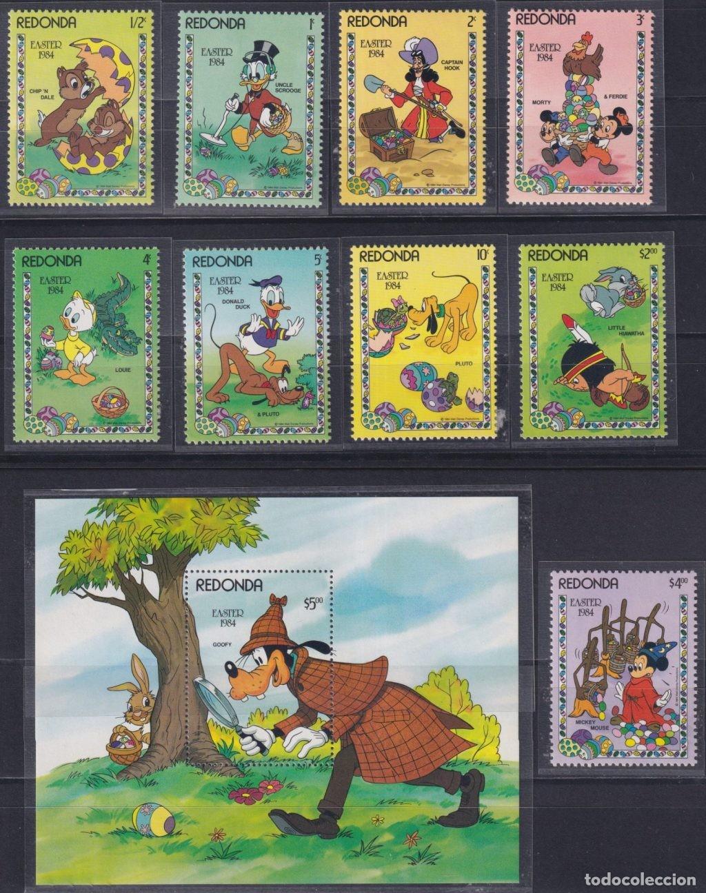Francobolli: F-EX62829 REDONDA MNH 1984 EASTER WALT DISNEY MICKEY MOUSE DONALD DUCK PLUTO GOOFY.