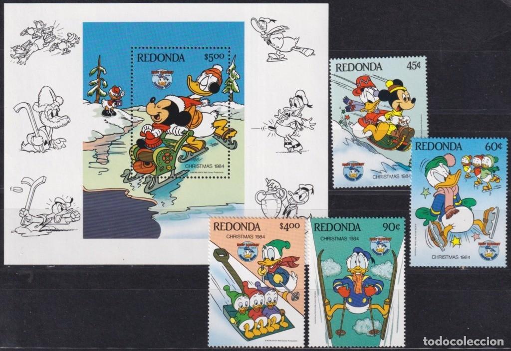 Francobolli: F-EX62828 REDONDA MNH 1984 CHRISTMAS WALT DISNEY MICKEY MOUSE DONALD DUCK.