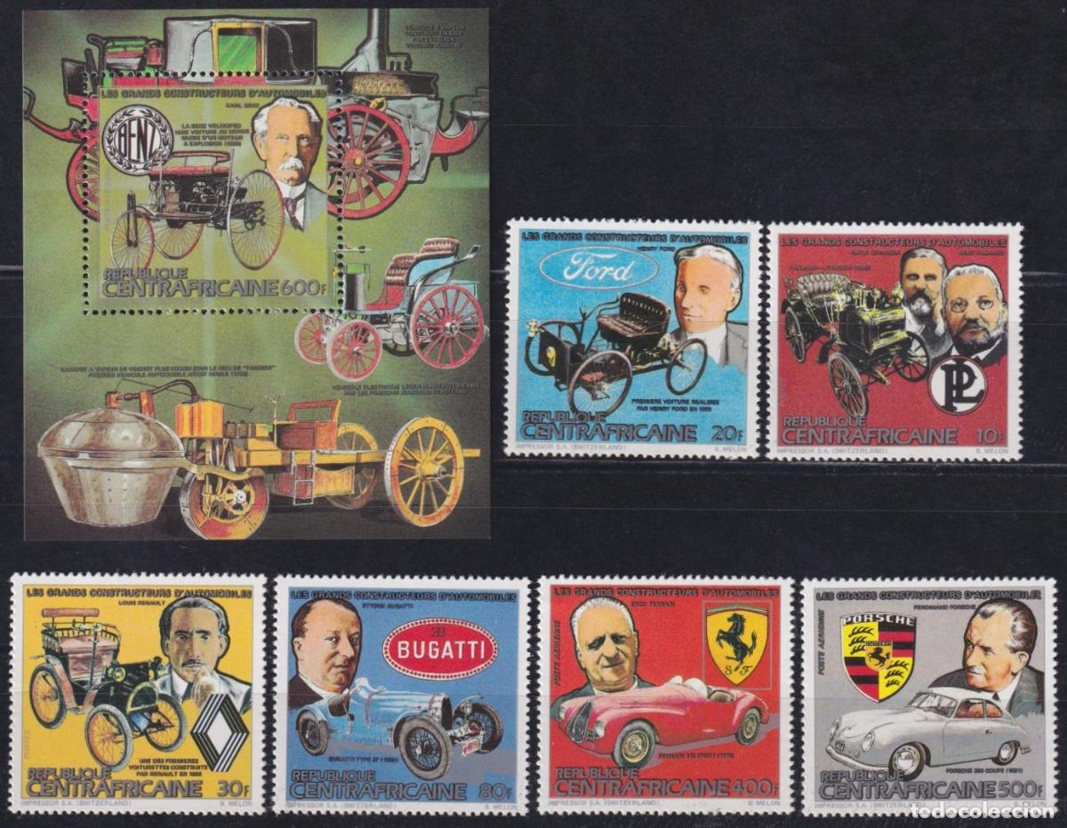 Francobolli: F-EX62891 CENTRAL AFRICA MNH 1983 CLASSIC CAR CONSTRUCTORS BUGATTI ROLLS ROYCE MERCEDES FERRARI.