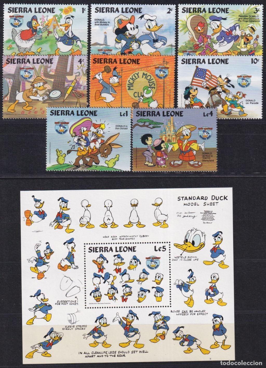 Selos: F-EX62832 SIERRA LEONE MNH 1984 WALT DISNEY 50th ANNIV DONALD DUCK.