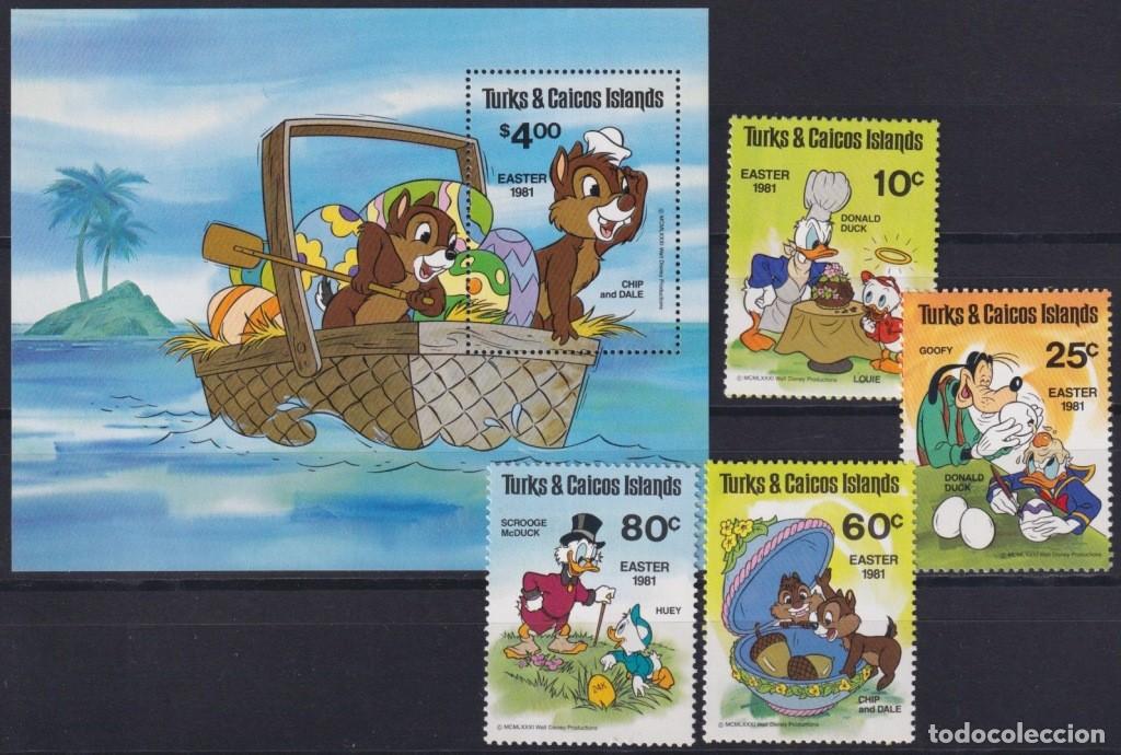 Francobolli: F-EX62840 TURKS & CAICOS MNH 1981 EASTER WALT DISNEY MICKEY MOUSE DONALD DUCK PLUTO GOOFY.