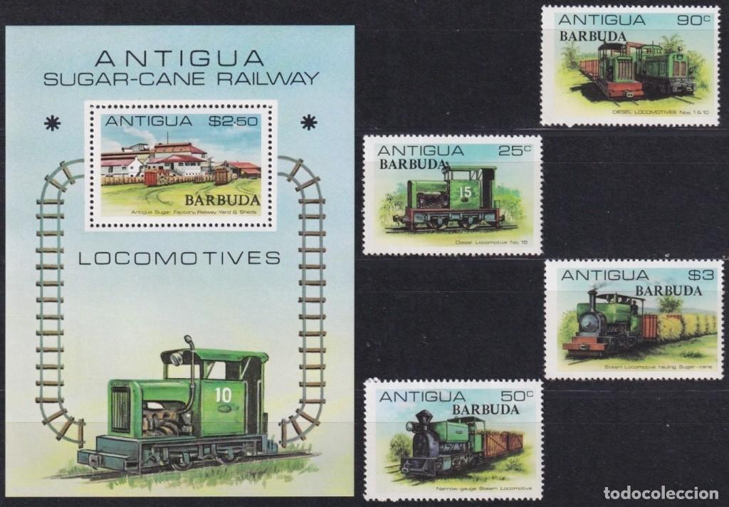 Sellos: F-EX62849 BARBUDA MNH 1981 SUGAR RAILROAD RAILWAYS TRAIN FERROCARRIL LOCOMOTIVES.