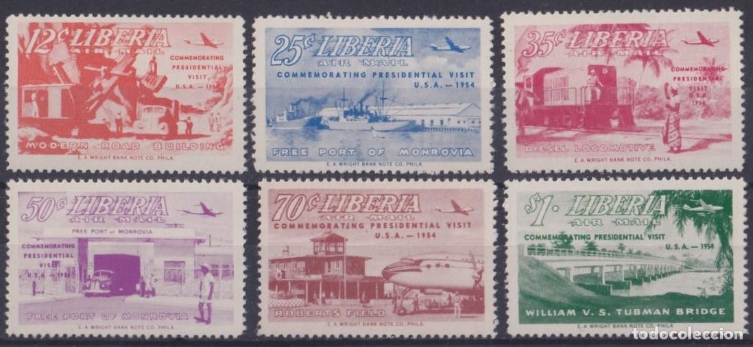 Francobolli: F-EX63402 LIBERIA MNH 1954 BRIDGE RAILROAD BUILDING AIRPORT RAILWAYS.