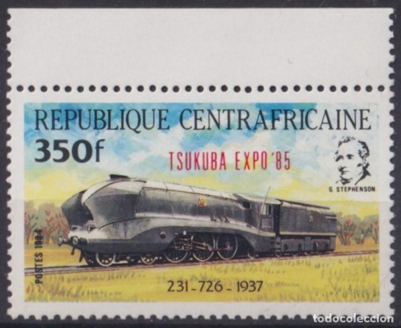 Timbres: F-EX63230 CENTRAL AFRICA MNH 1985 TSUKUBA RAILROAD RAILWAYS TRAIN FERROCARRIL LOCOMOTIVES.