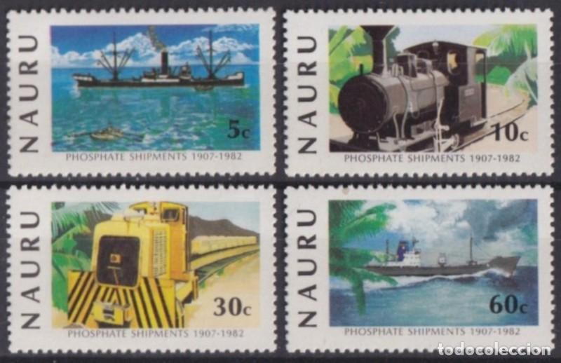 Timbres: F-EX63436 NAURU MNH 1982 BOAT SHIP RAILROAD TRAIN RAILWAYS LOCOMOTIVE FERROCARRIL