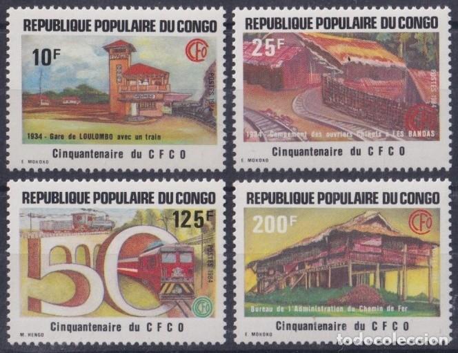 Timbres: F-EX63586 CONGO MNH 1984 50th ANNIV CFCO RAILROAD TRAIN FERROCARRIL LOCOMOTIVE.