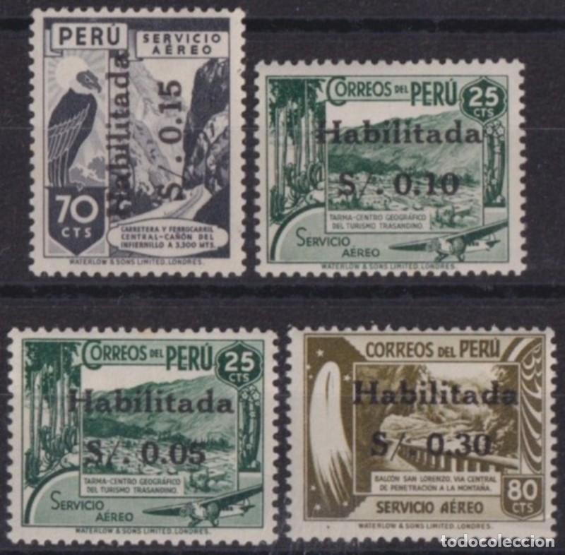 Timbres: F-EX63457 PERU MH 1949 AIRMAIL OVERPRINT CONDOR BIRD & RAILROAD TRAIN LOCOMOTIVE.