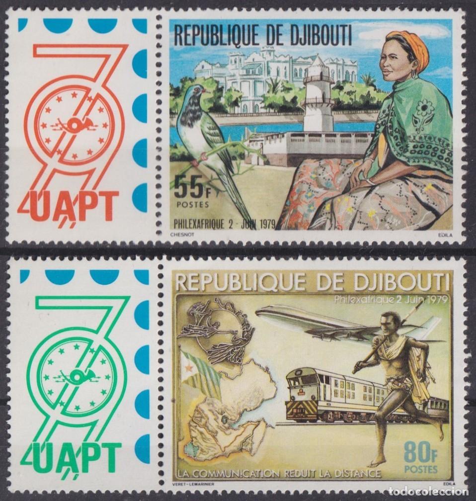 Timbres: F-EX63814 DJIBOUTI MNH 1979 UAPT BIRD ARCHITECTURE RAILROAD RAILWAYS AIRPLANE AVION.
