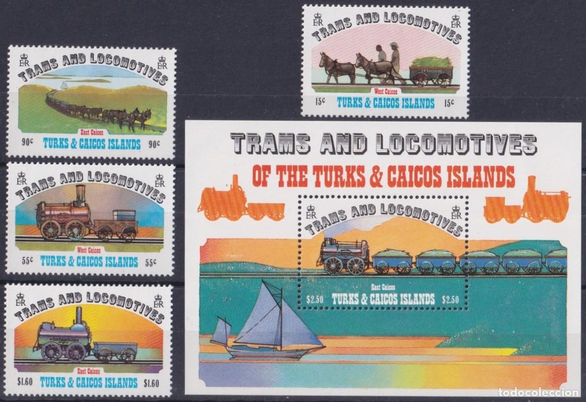 Timbres: F-EX64045 TURKS & CAICOS MNH 1983 TRAMS LOCOMOTIVE RAILROAD RAILWAYS.