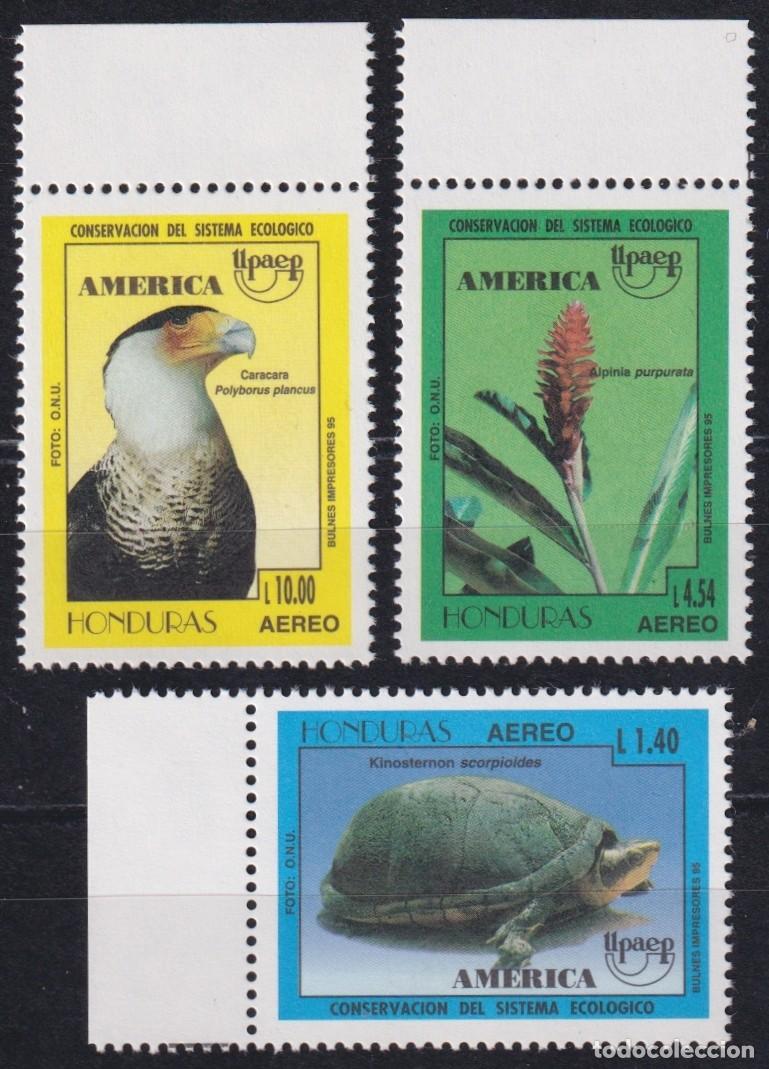 Briefmarken: F-EX65846 HONDURAS MNH 1995 UPAEP CONSERVATION ECOLOGICAL SYSTEM BIRD FLOWER TURTLE.