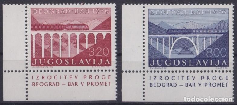 Timbres: F-EX64057 YUGOSLAVIA MNH 1976 BRIDGE BELGRADE &ndash; BAR RAILROAD TRAIN LOCOMOTIVE.