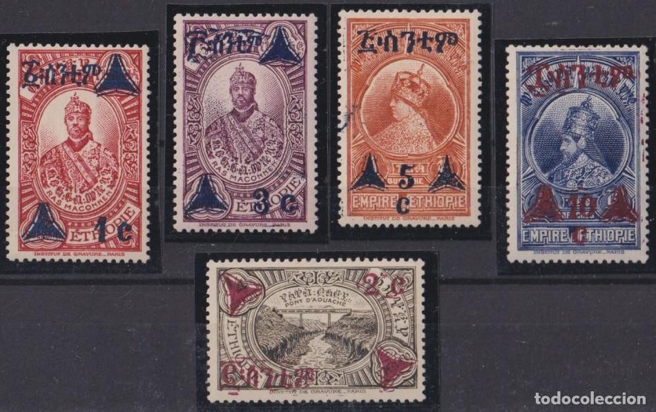 Selos: F-EX63554 ETHIOPIA MNH 1936 OVERPRINT NEW VALUE SET BRIDGE RAILROAD LANDSCAPE.