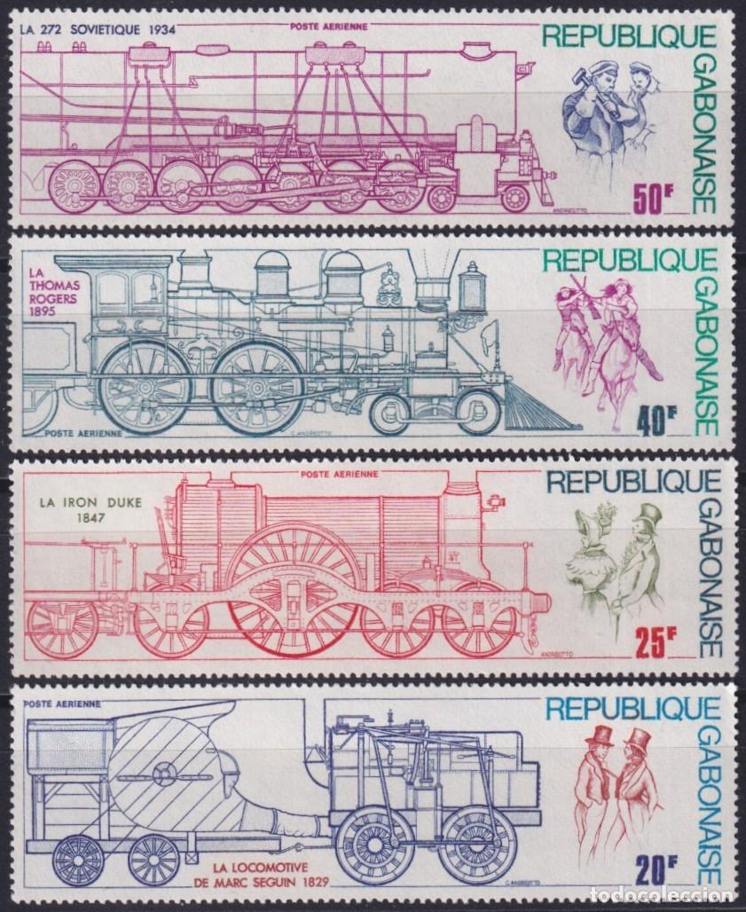 Timbres: F-EX63358 GABON MNH 1975 HISTORY OF RAILWAY TRAIN LOCOMOTIVE FERROCARRIL.