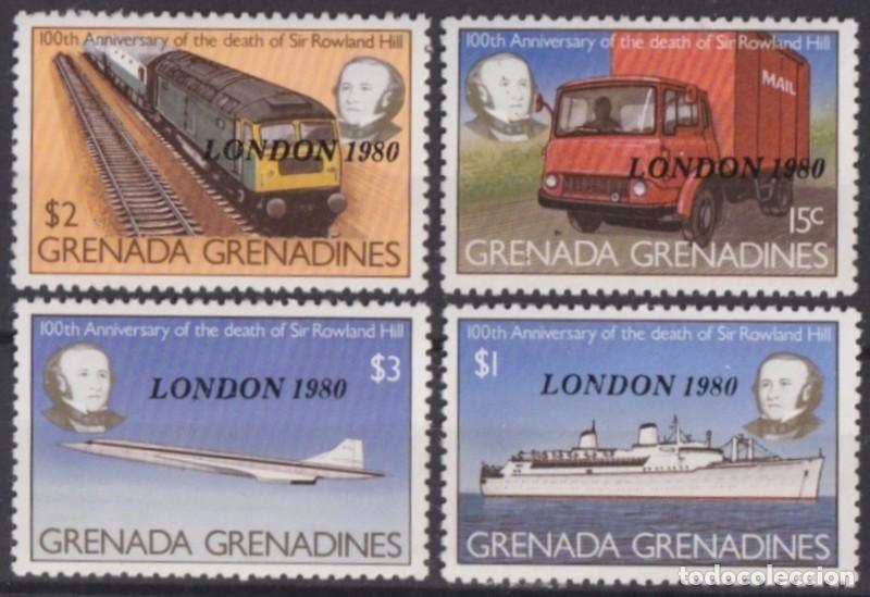 Sellos: F-EX63362 GRENADA & GRENADINES MNH 1980 ROWLAND HILL AVION RAILWAY TRAIN LOCOMOTIVE FERROCARRIL.