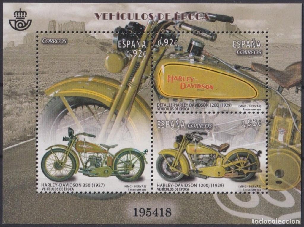 Stamps: F-EX64244 ESPA&Ntilde;A SPAIN MNH 2014 MOTO OLD MOTORCYCLE HARLEY DAVIDSON.