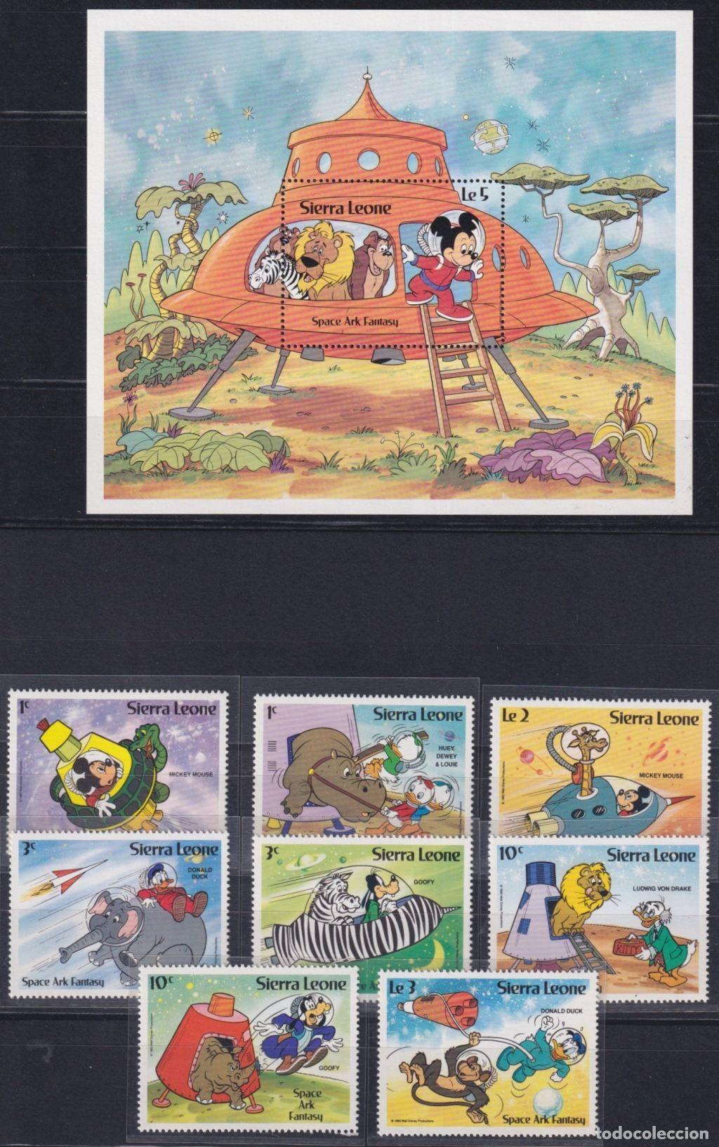 Stamps: F-EX62831 SIERRA LEONE MNH 1983 WALT DISNEY SPACE ARK FANTASY DONALD DUCK GOOFY DONALD DUCK.