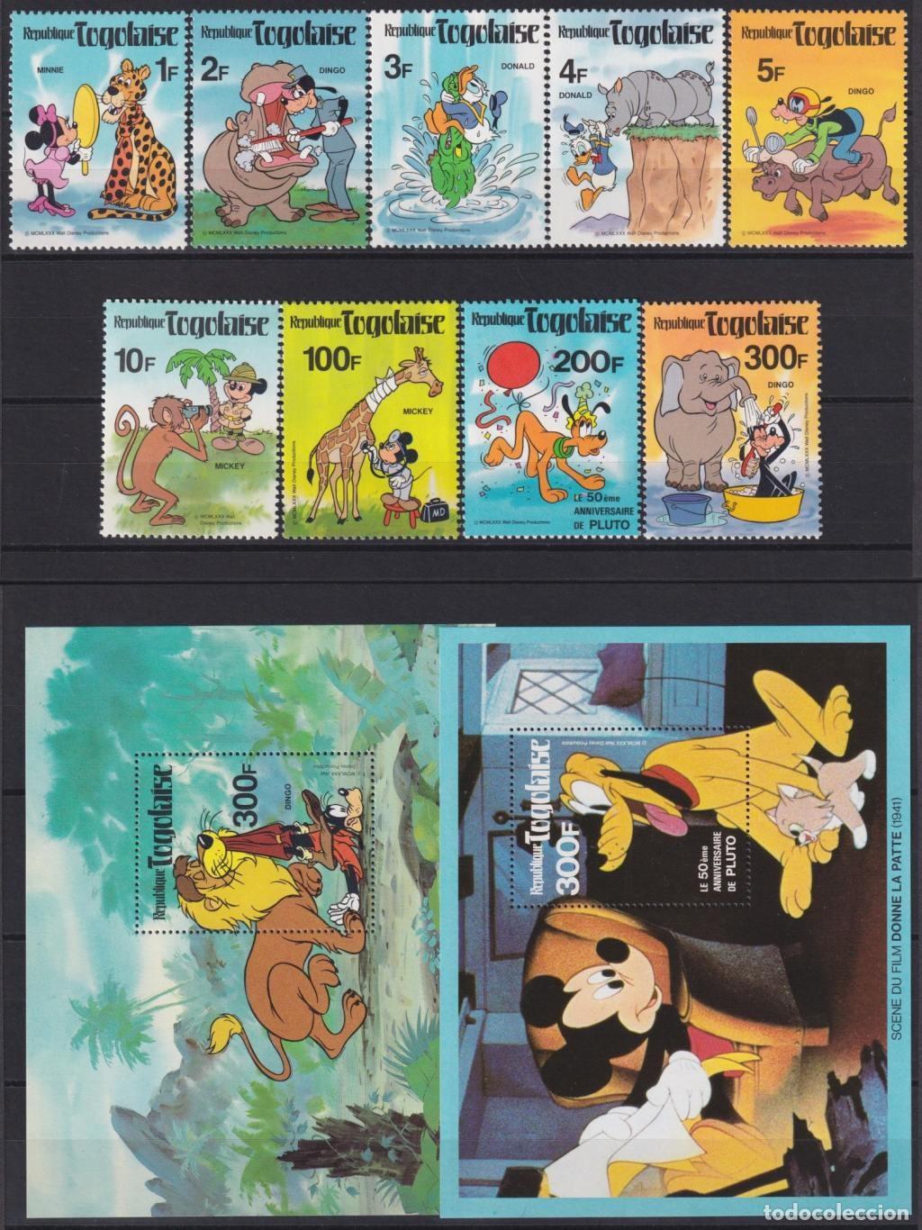 Stamps: F-EX62838 TOGO MNH 1980 WALT DISNEY MICKEY MOUSE PLUTO MINNIE GOOFY DINGO.