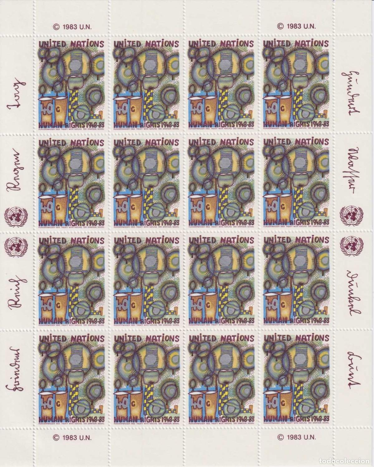 Stamps: F-EX62263 UNITED NATIONS UN MNH 1983 HUMAN RIGHT COMPLETE SET IN SHEET.