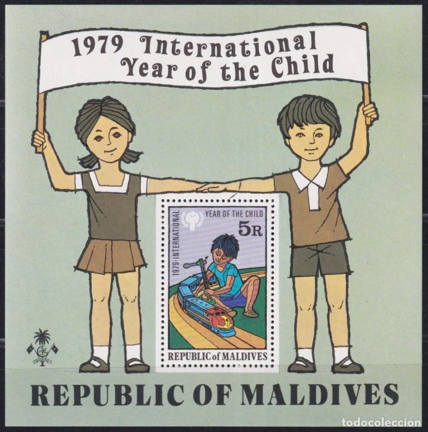 Timbres: F-EX62871 MALDIVES MNH 1979 YEAR OF CHILD RAILROAD TRAIN RAILWAYS LOCOMOTIVE FERROCARRIL.
