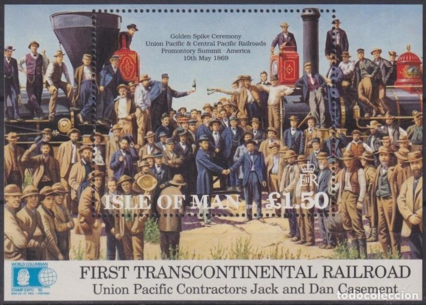 Stamps: F-EX61928 MAN IS UK ENGLAND MNH 19972 TRANSCONTINENTAL RAILROAD TRAIN RAILWAYS LOCOMOTIVE FERROCARRI