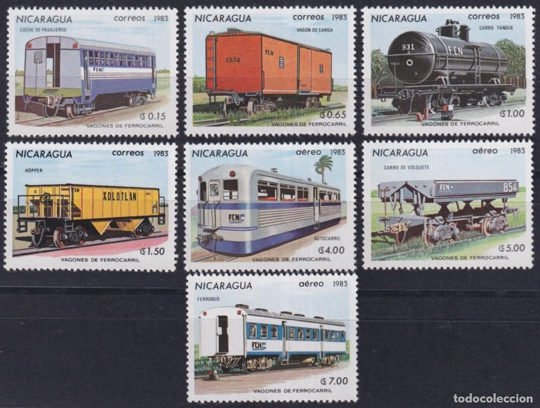 Stamps: F-EX63440 NICARAGUA MNH 1983 RAILROAD TRAIN RAILWAYS LOCOMOTIVE FERROCARRIL.