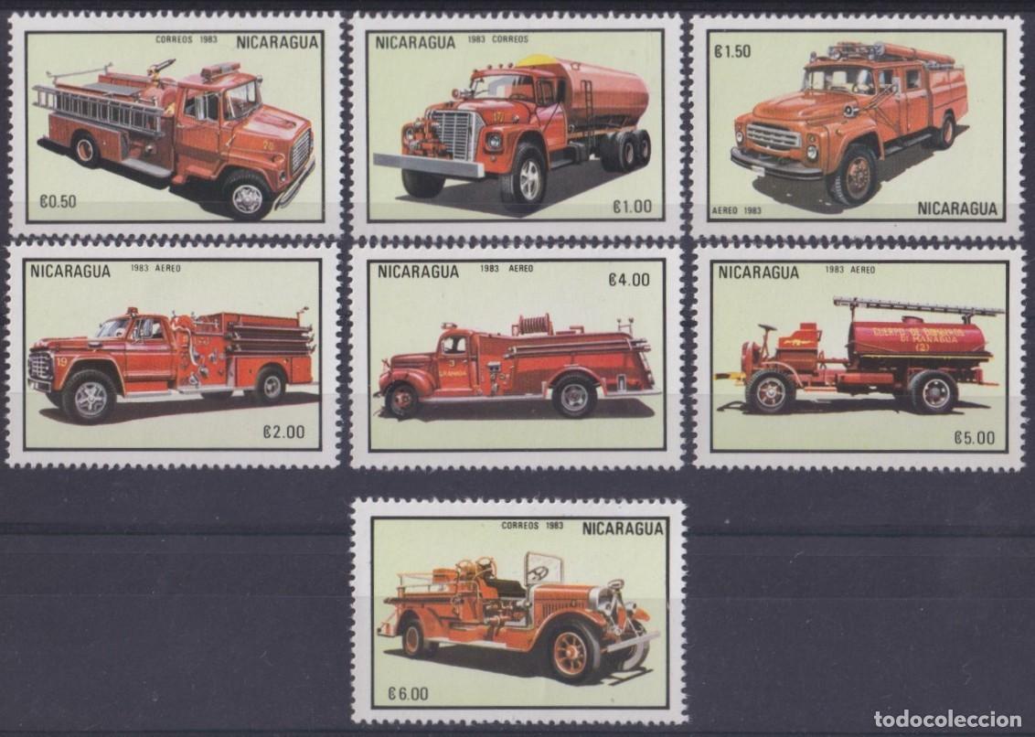 Stamps: F-EX63429 NICARAGUA MNH 1983 FIRETRUCK FIREFITHING CAR CARROS DE BOMBEROS.