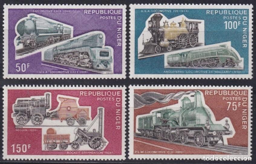 Stamps: F-EX63443 NIGER MNH 1974 RAILROAD TRAIN RAILWAYS LOCOMOTIVE FERROCARRIL.