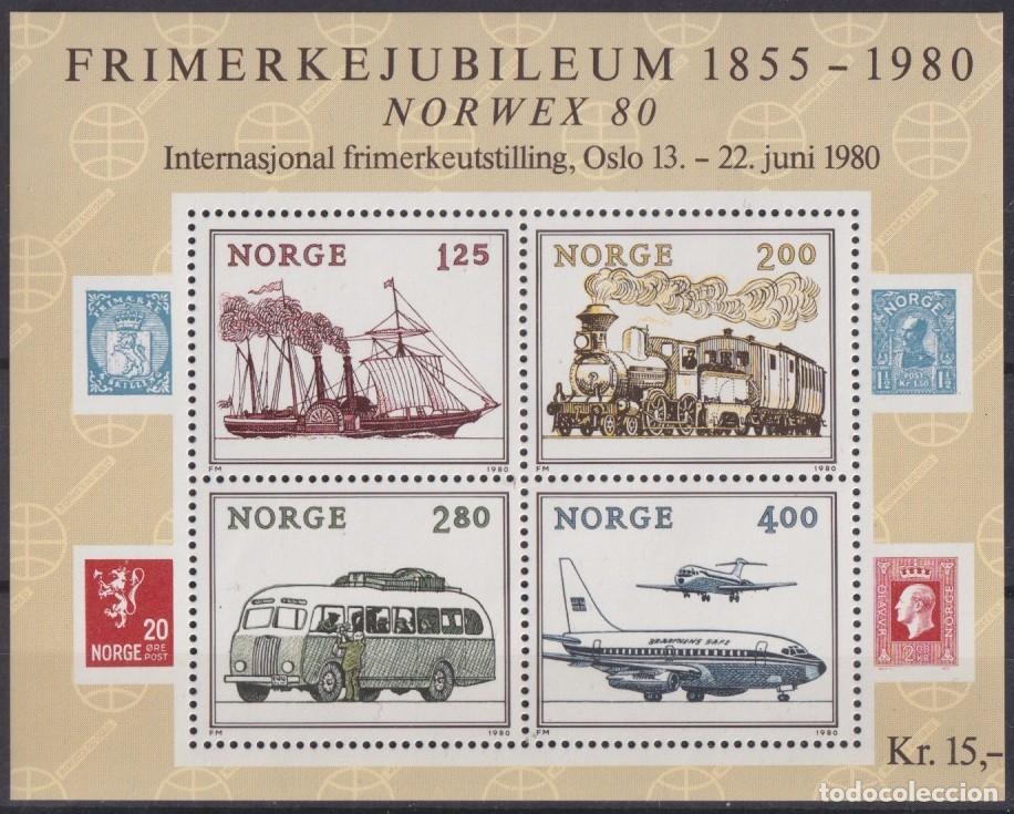 Briefmarken: F-EX63082 NORWAY NORGE NOREG MNH 1980 NORWEX&acute;80 SHIP HISTORY SHIP & ROYAL RAILROAD.