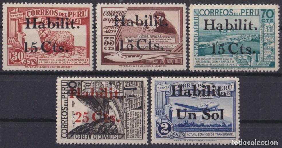 Briefmarken: F-EX63460 PERU MH 1937 AIRMAIL OVERPRINT NEW VALUE AIRPLANE RAILROAD TRAIN LOCOMOTIVE.