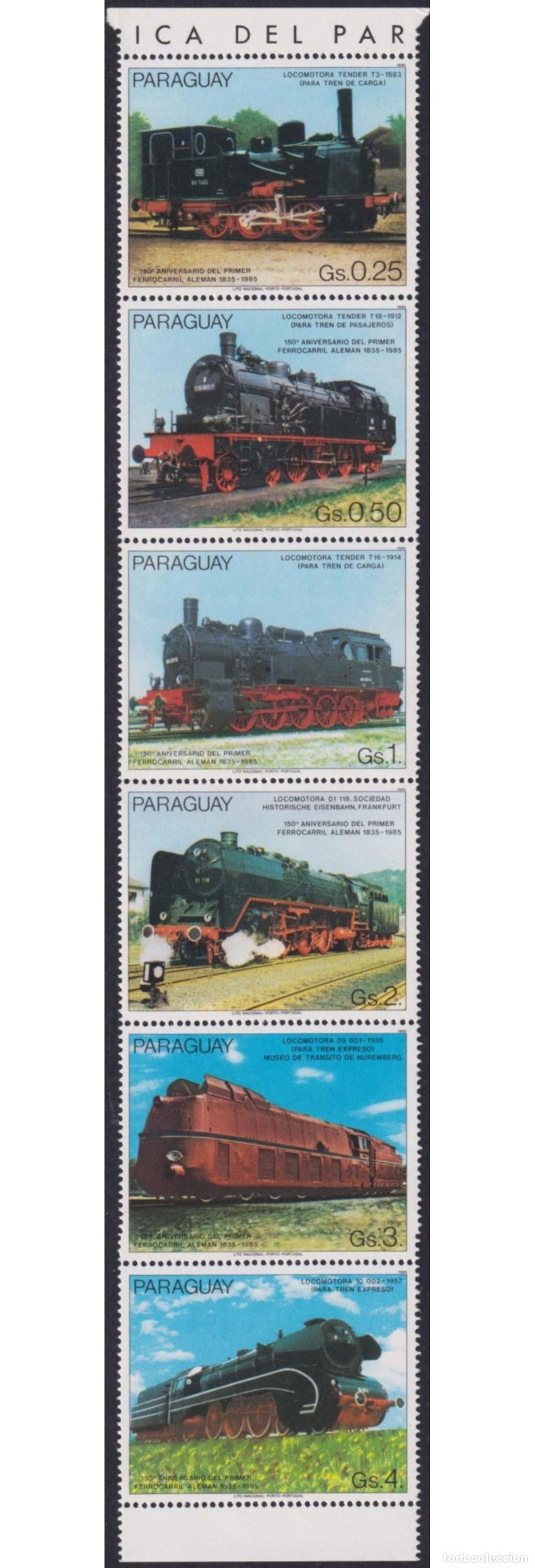 Briefmarken: F-EX63462 PARAGUAY MNH 1985 RAILROAD TRAIN RAILWAYS LOCOMOTIVE FERROCARRIL.