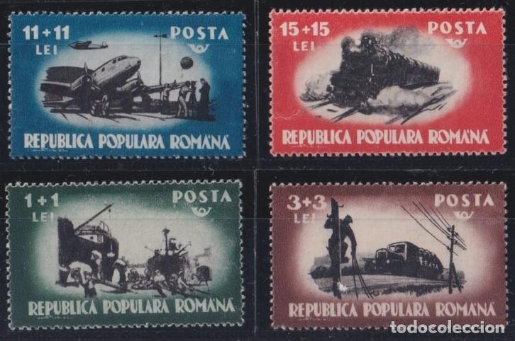 Francobolli: F-EX63993 RUMANIA MNH 1948 AVION AUTO RAILROAD TRAIN RAILWAYS LOCOMOTIVE FERROCARRIL.