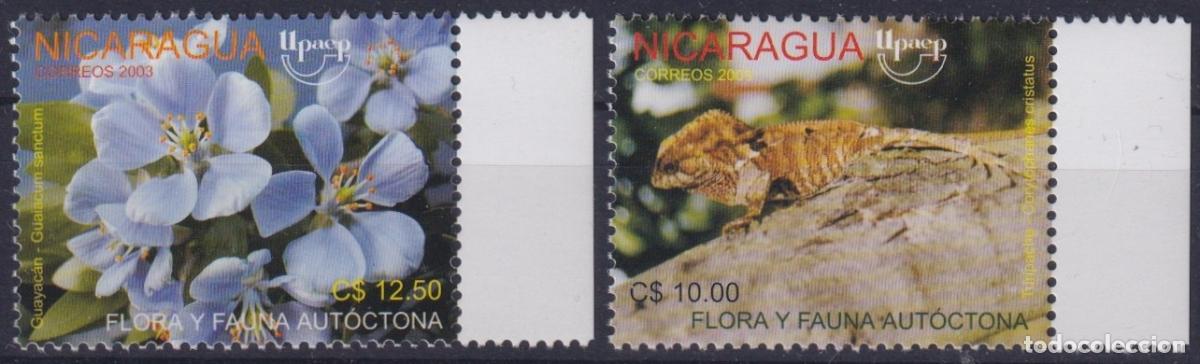 Briefmarken: F-EX65843 NICARAGUA MNH 2003 UPAEP FAUNA & FLOWERS LIZARD.