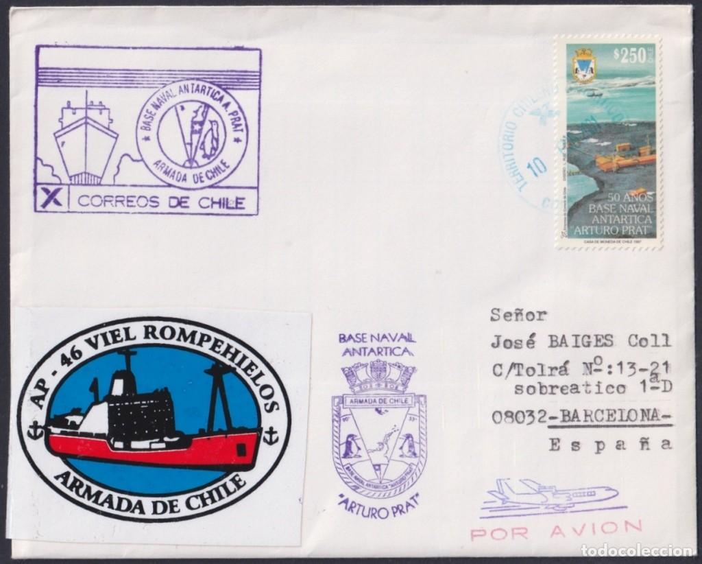 Sellos: F-EX64171 CHILE ANTARCTIC TERRITORY 2001 COVER ARTURO PRATS STATION TO SPAIN.