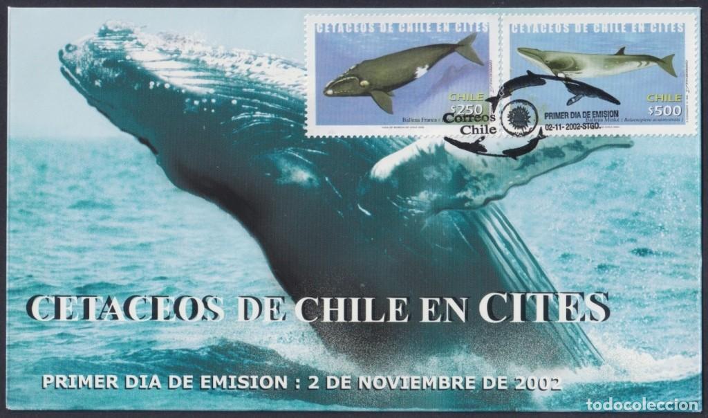 Sellos: F-EX64187 CHILE 2002 FDC COVER CETACEOS FISH COVER.