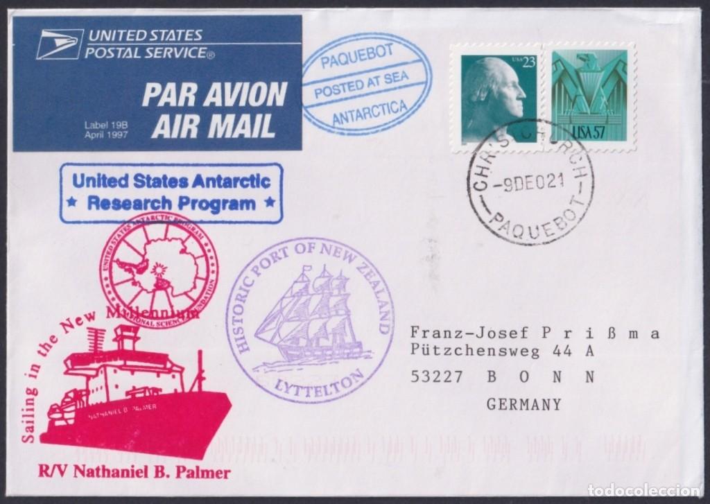 Sellos: F-EX64199 USA ANTARCTIC PAQUEBOT NEW ZEALAND STATION 2021 COVER TO GERMANY.