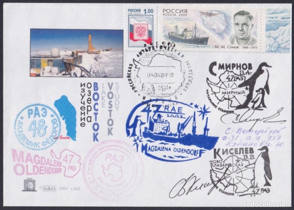 Sellos: F-EX64202 RUSSIA 2002 47&ordm; - 48&ordm; MAGDALENA OLDENDORF ANTARCTIC STATION COVER POLAR.
