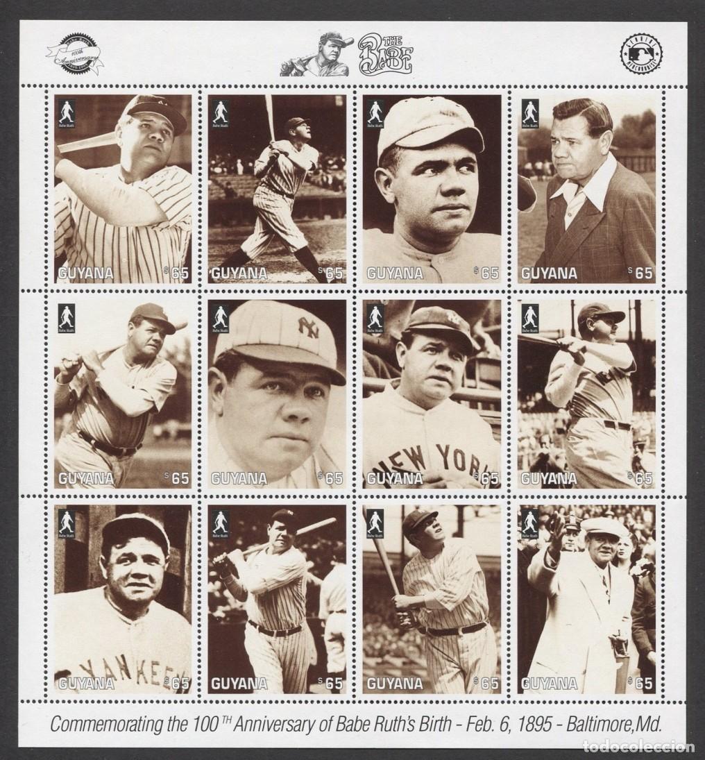 Sellos: GUYANA 1995 SHEET MNH BABE RUTH BASEBALL BEISBOL BEISEBOL BASE BALL SPORTS DEPORTES