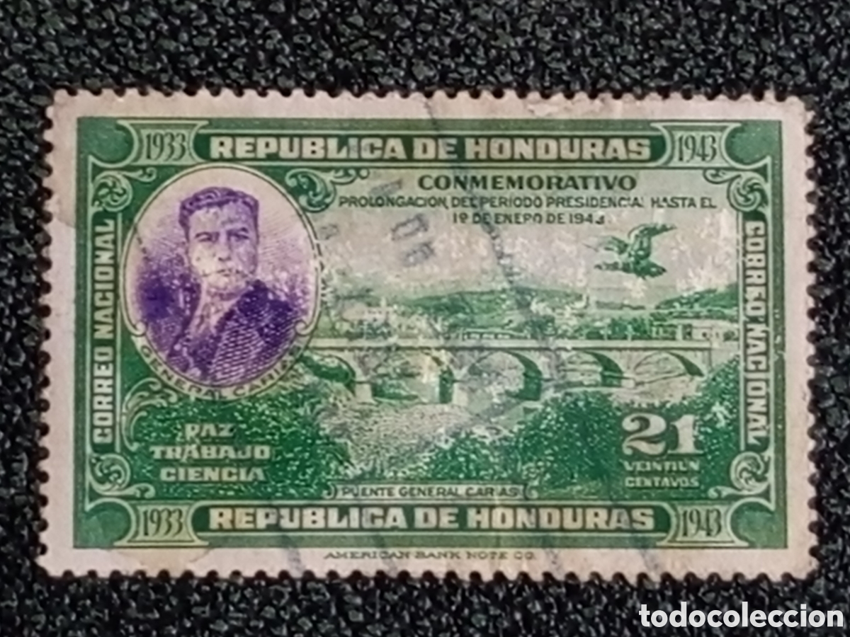 Sellos: Sello Honduras 1943 Puente General Carias 21c Conmemorativo Scott 379