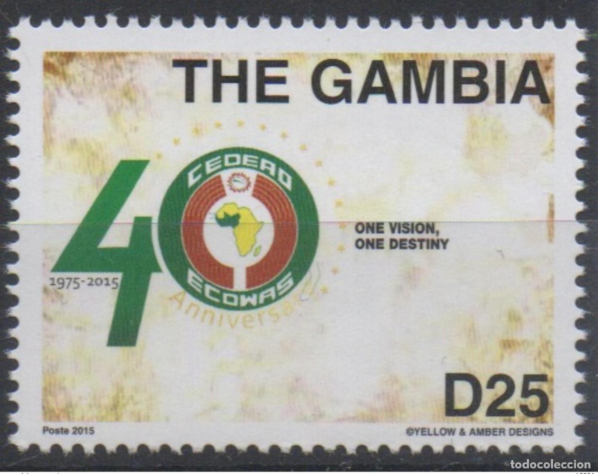 Sellos: Gambia 2015 Emisi&oacute;n conjunta CEDEAO 40 a&ntilde;os