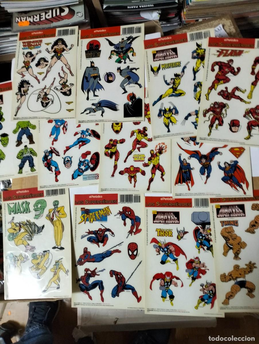 Sellos: Los SUPERHEROES del PERI&Oacute;DICO ( COLECCI&Oacute;N COMPLETA DE 12 LAMINAS ADHESIVAS TROQUELADAS) a&ntilde;o 1.996