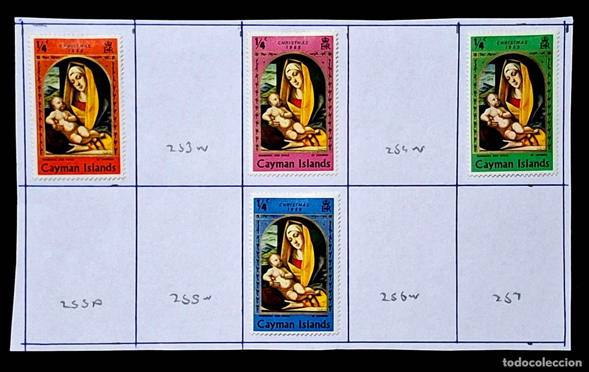 Sellos: 1969, Madonna y el Ni&ntilde;o, 4 sellos de Islas Caim&aacute;n, 1970