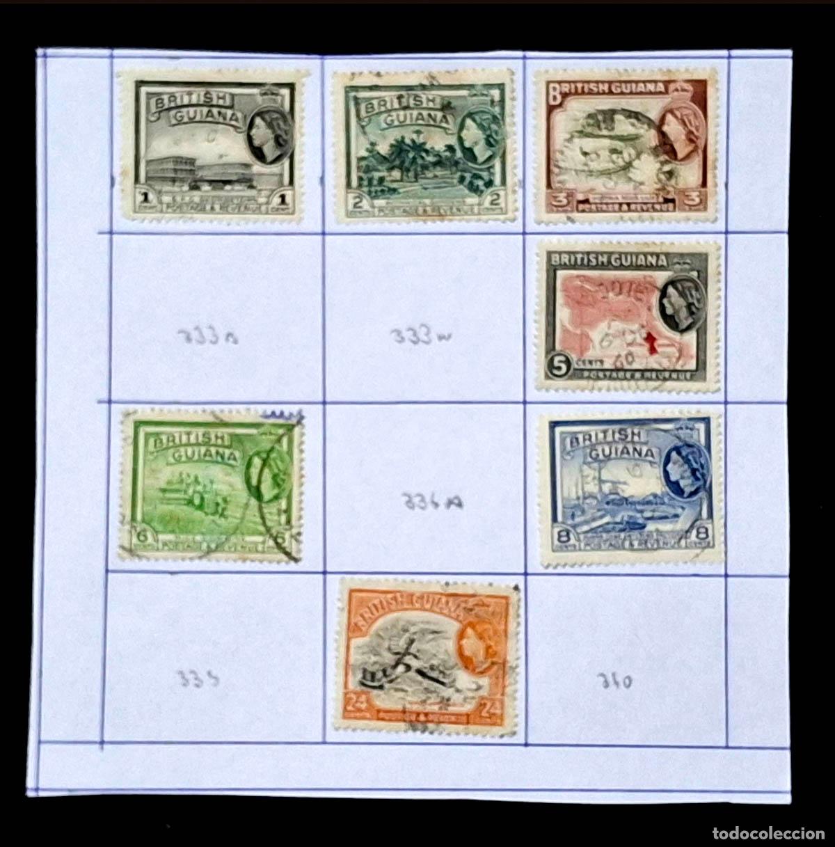 Sellos: 1954, 7 sellos de Guayana Brit&aacute;nica