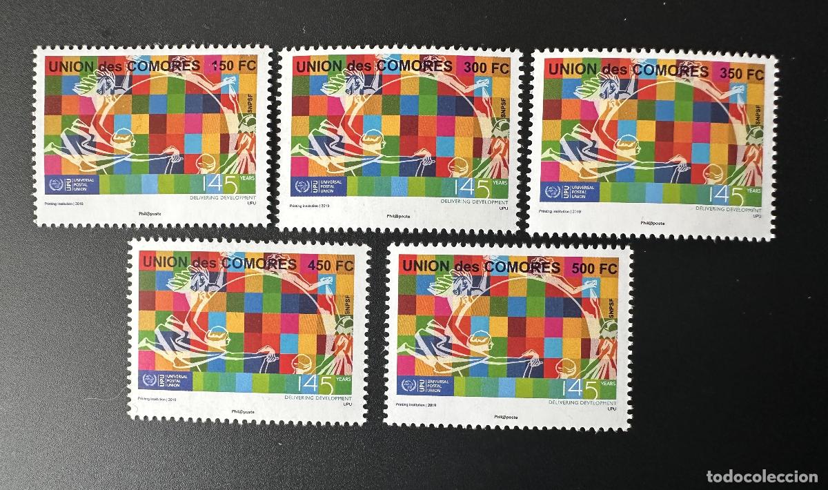 Sellos: Comoras 2019 Mi. 3091 - 3095 150 a&ntilde;os UPU Uni&oacute;n Postal Universal