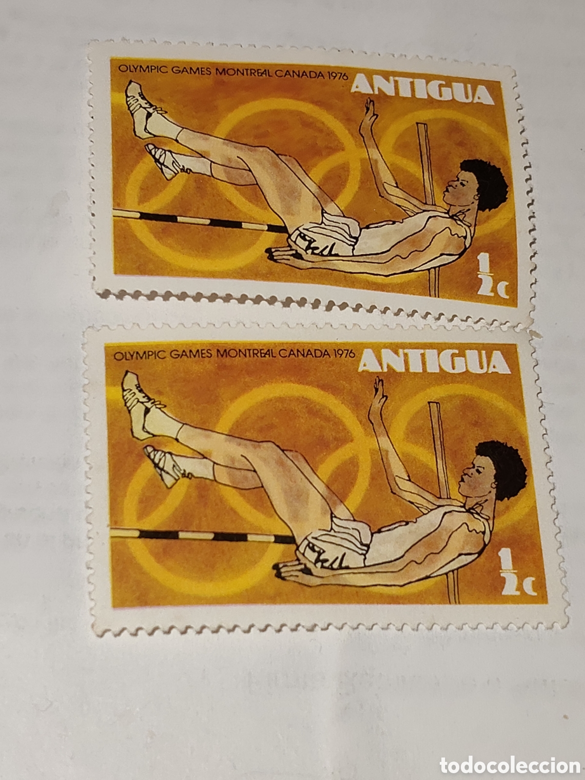 Sellos: 2 sellos de Antigua (Caribe) Juegos Ol&iacute;mpicos de verano Montreal 1976