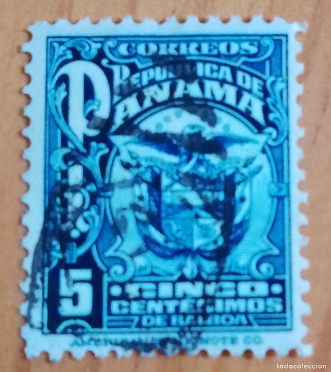 Sellos: PANAMA - 5 CENTESIMOS DE BALBOA - AVE Y ESCUDO, LEMA_ PROMUNDI BENEFICIO - VER DESCRIPCI&Oacute;N
